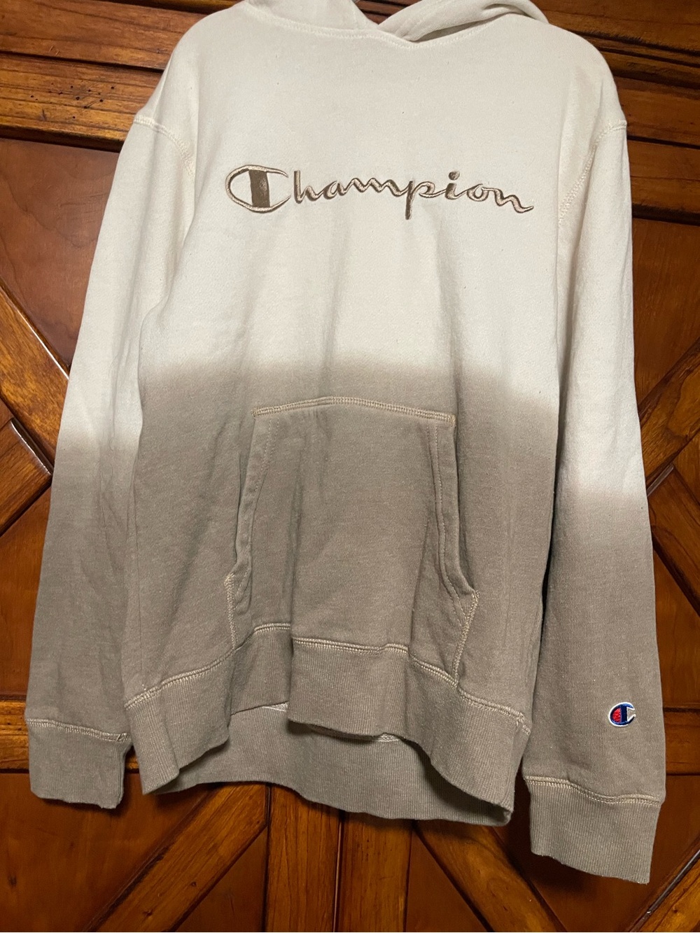 Champion Ombre Hoodie in Cream and Taupe
